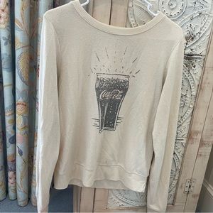 Wildfox “Drink Coca-Cola” Lightweight Cream Sweater